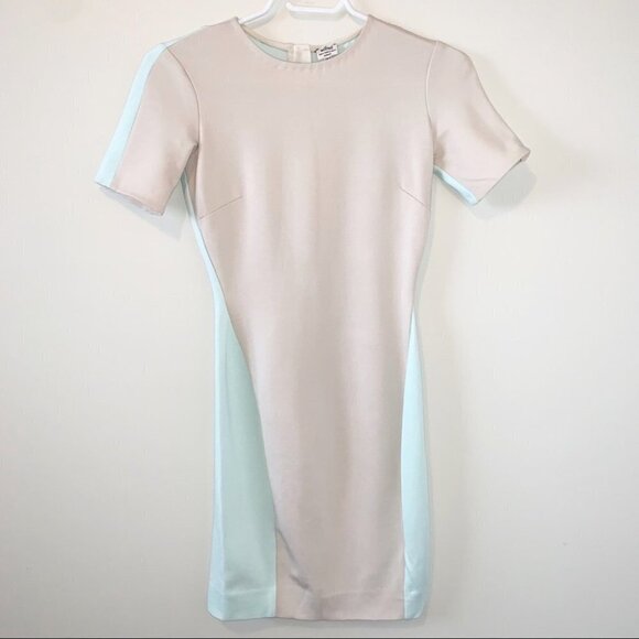 Aritzia Wilfred Mignonne Mini Dress Bodycon Stretch Short Sleeve colorblock XS - Picture 2 of 15